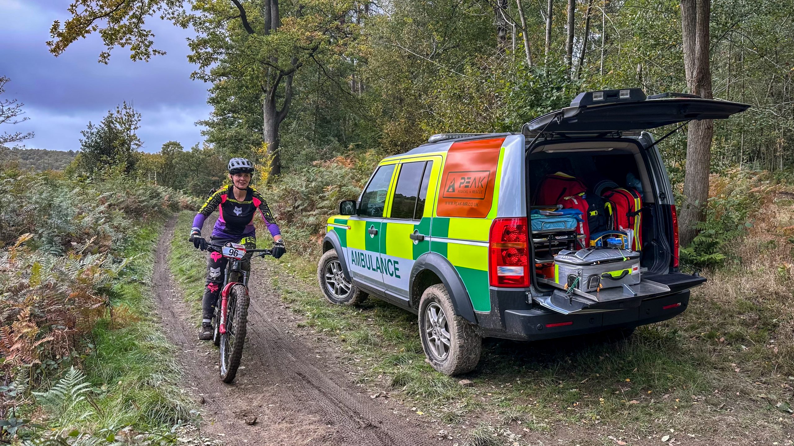 4x4 ambulance supporting a technical mountain bike event